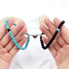 Pulseras para Parejas Pulsera Magnética de Perlas azul cielo y negro