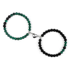 Pulseras para Parejas Pulsera Magnética de Perlas verde y negro