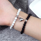 Pulseras para Parejas Pulsera Magnética de Perlas blanco y negro