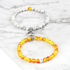 Pulseras para Parejas Pulsera Magnética de Perlas blanco y piedra de sol