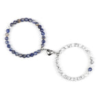 Pulseras para Parejas Pulsera Magnética de Perlas azul grisáceo y blanco