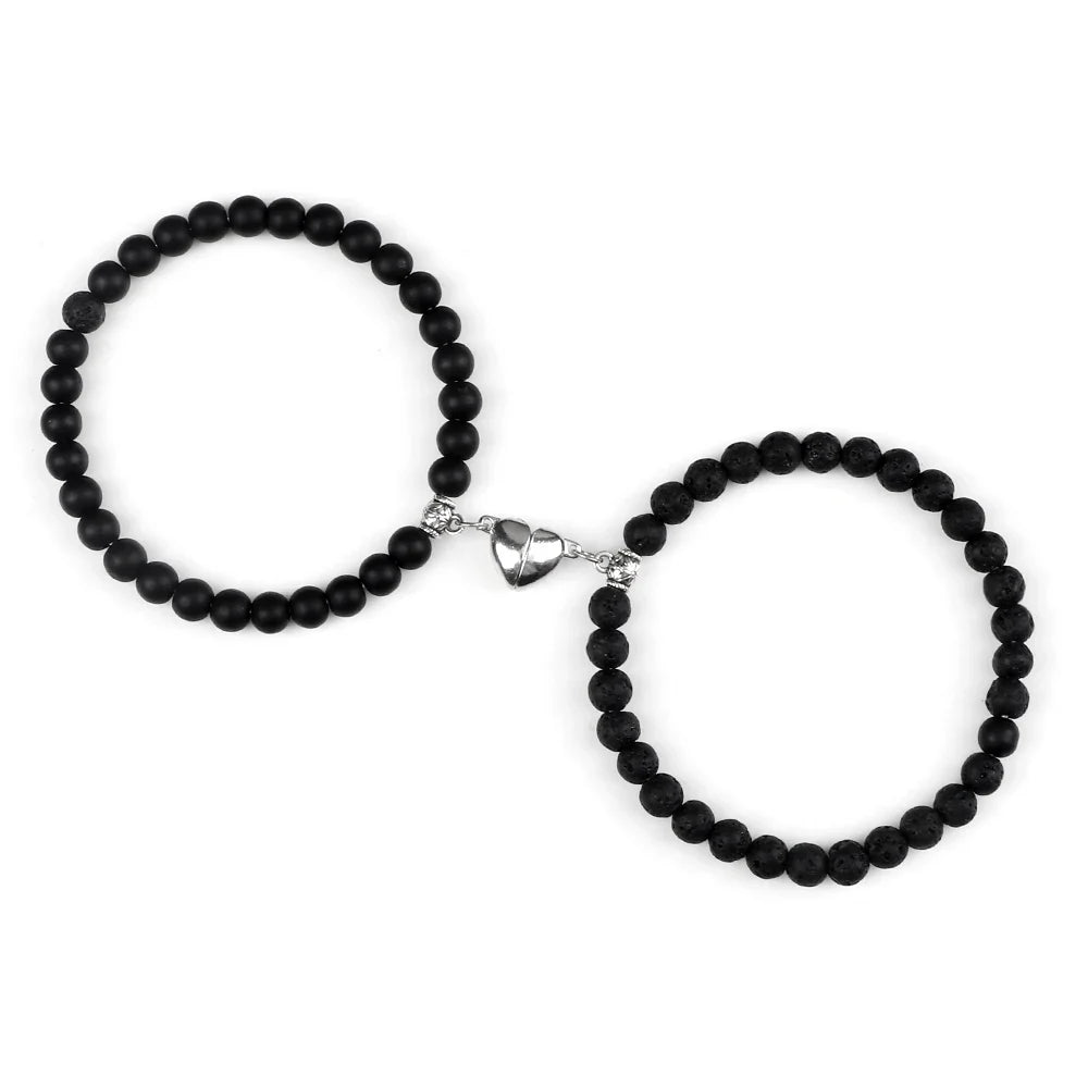 Pulseras para Parejas Pulsera Magnética de Perlas negro y negro