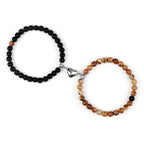 Pulseras para Parejas Pulsera Magnética de Perlas negro y marrón
