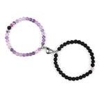 Pulseras para Parejas Pulsera Magnética de Perlas violeta y negro