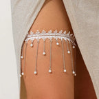 Cadena de Muslo Blanca - Joya de Muslo Cuerpo Muslo Mujer Pierna