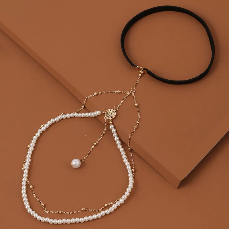 Cadena de Muslo Perlas - Joya de Muslo Cuerpo Muslo Pierna Mujer