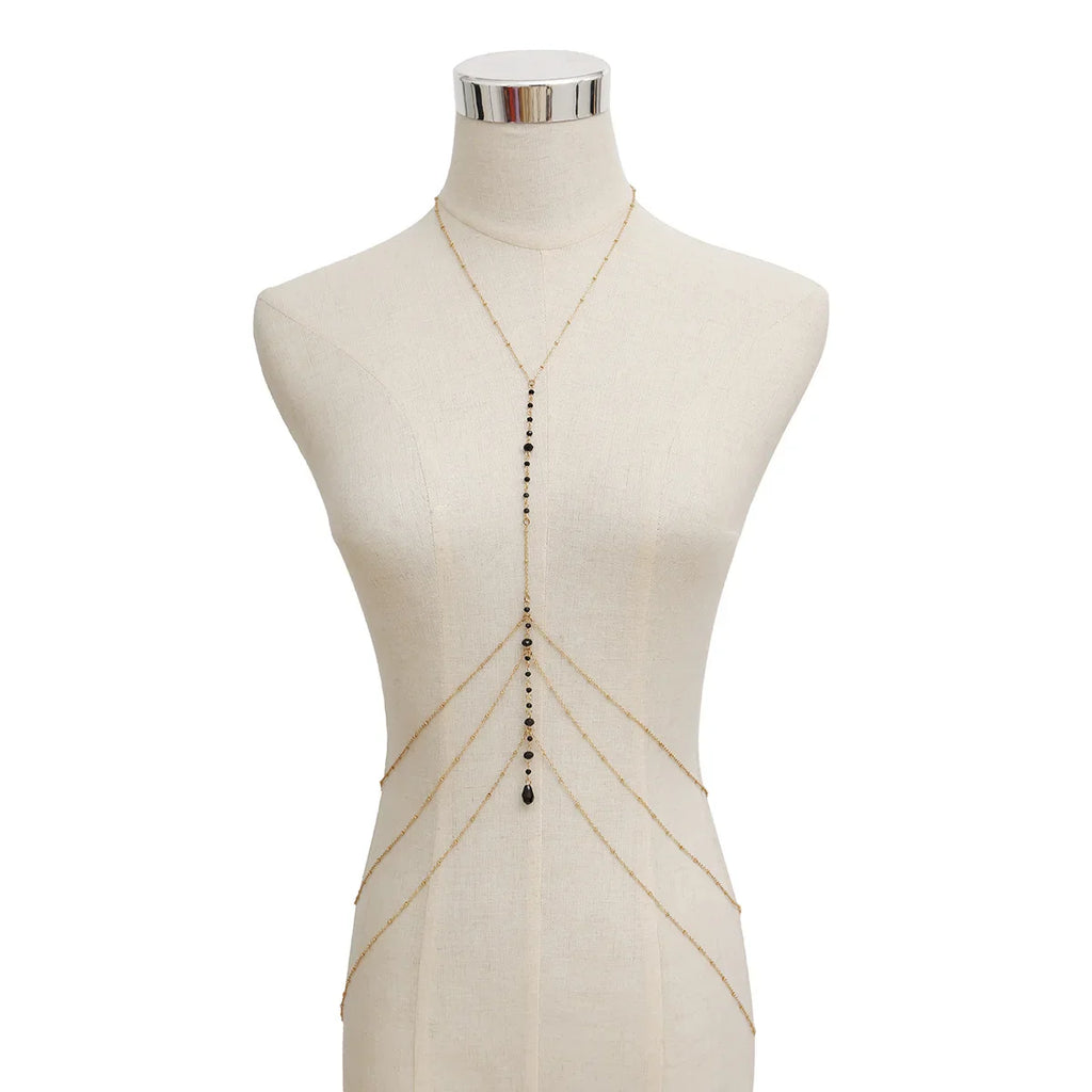Cadena de Escote Mujer Collar Negro oro