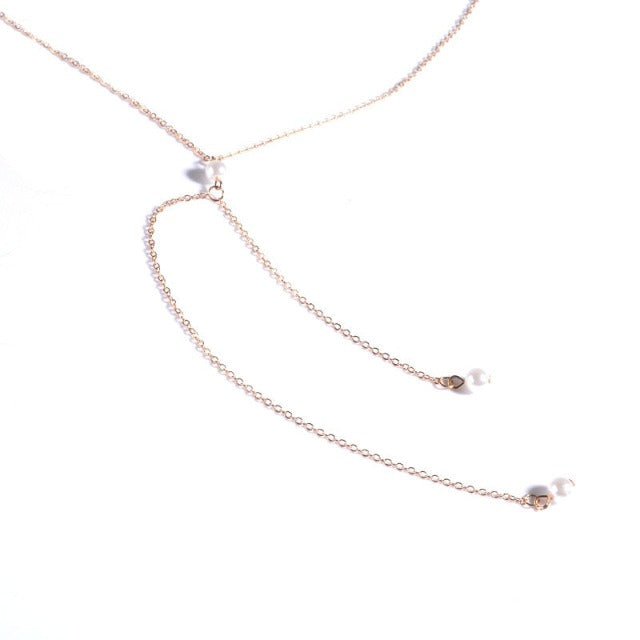 Collar de Cadena de Espalda con Perlas para Mujer