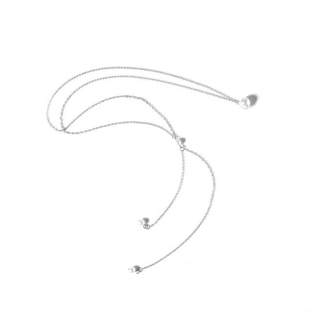 Cadena de Espalda con Perlas para Mujer