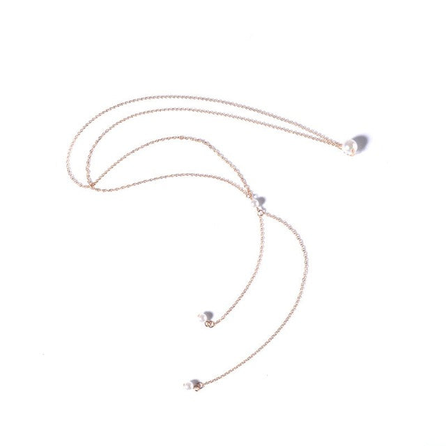Cadena de Espalda con Perlas para Mujer