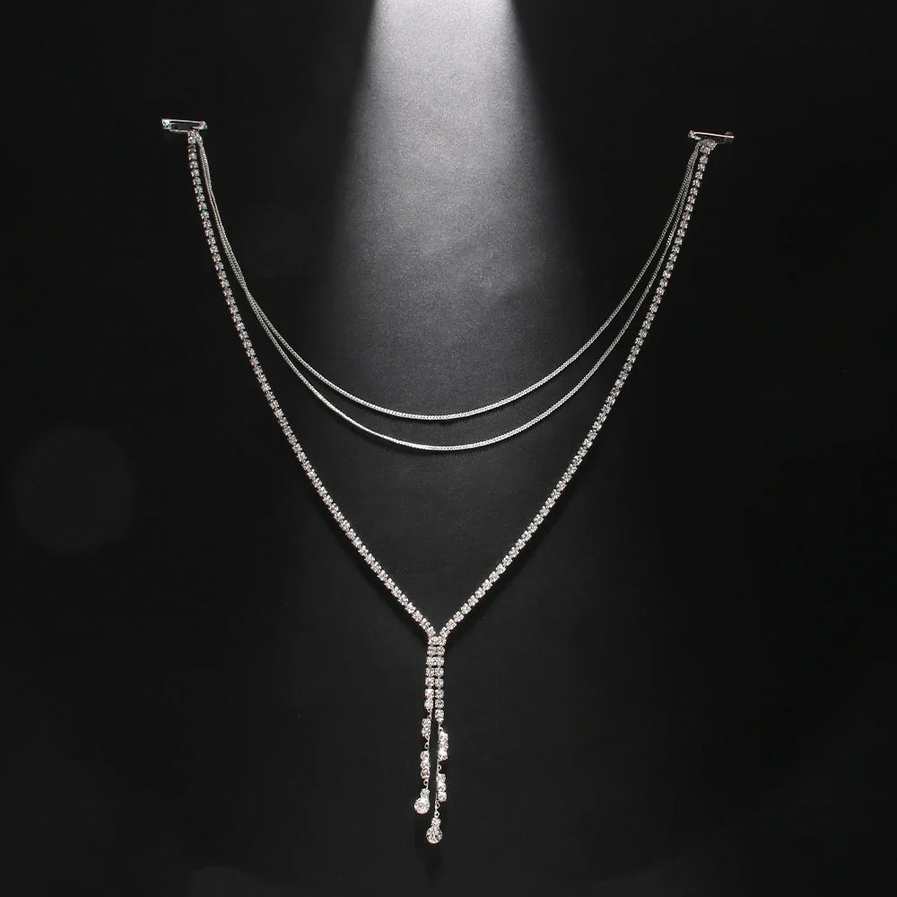 Cadena para la espalda Collar Adorno Dorsal Mujer plata