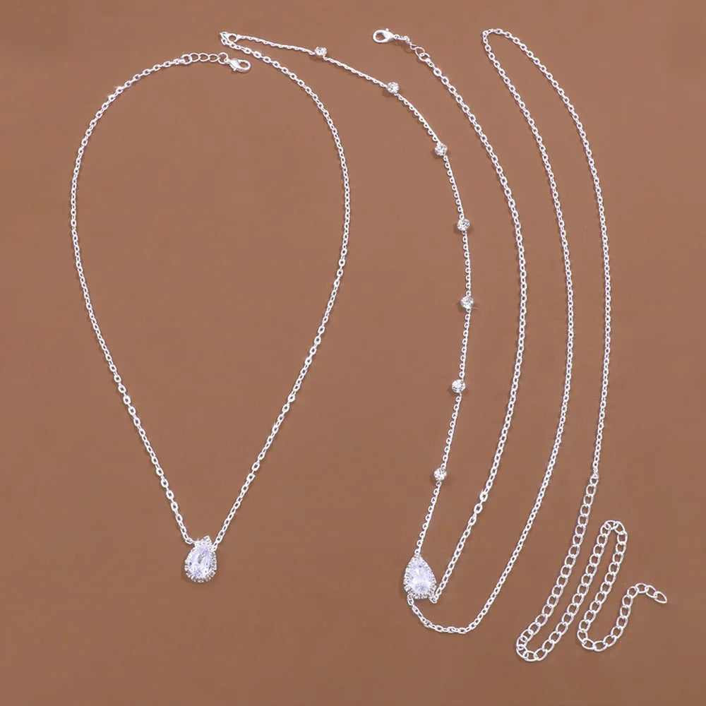 Cadena de Espalda Collar Adorno Dorsal Mujer 7 Perlas plata