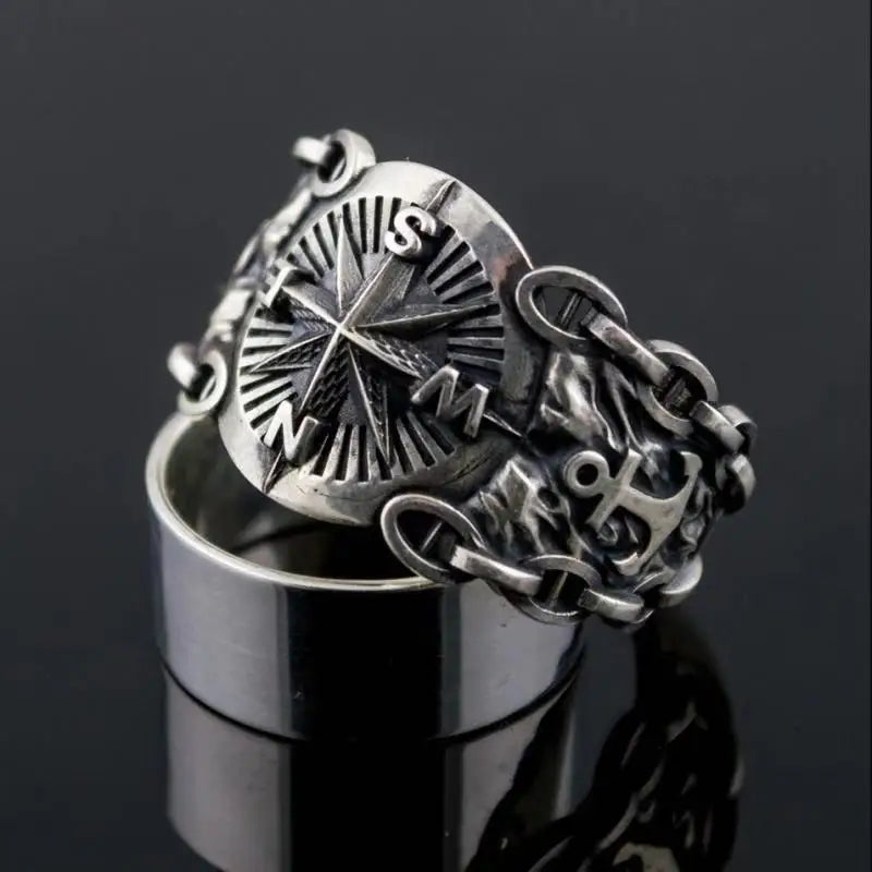 Anillo de Sello Brújula Rosa de los Vientos