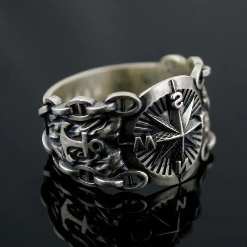 Anillo de Sello Brújula Rosa de los Vientos