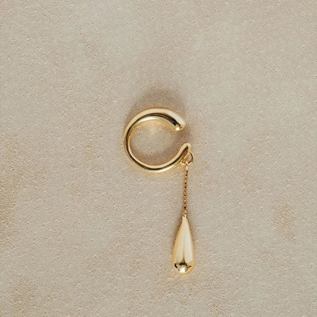 Pendientes de Clip Aros Finos Gota de Agua oro