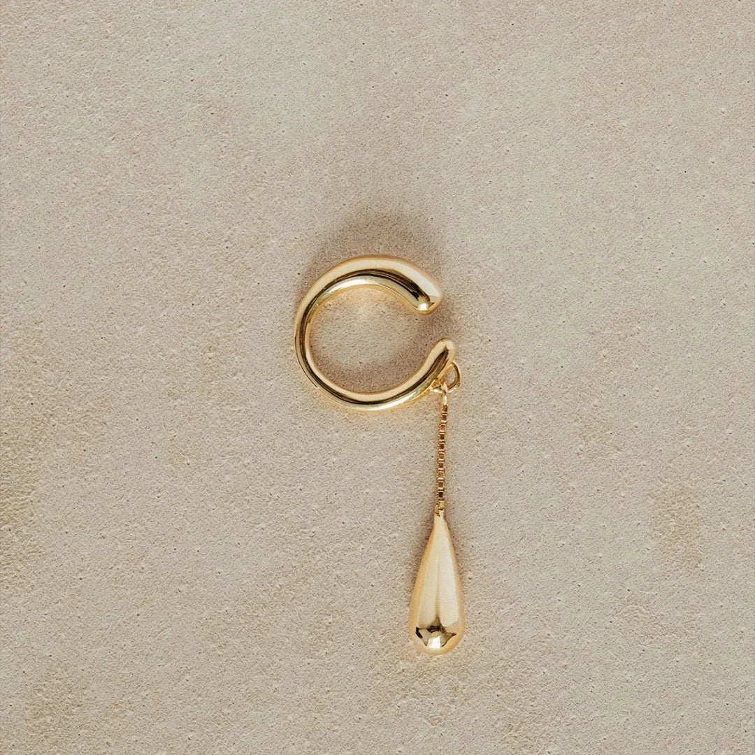 Pendientes de Clip Aros Finos Gota de Agua oro