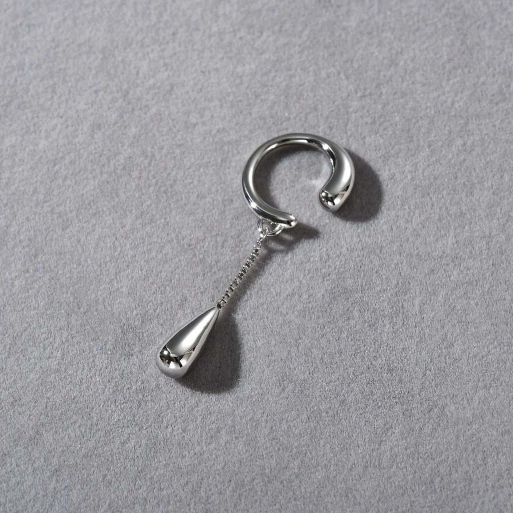 Pendientes de Clip Aros Finos Gota de Agua plata