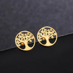 Pendientes de botón Árbol de la vida Oro