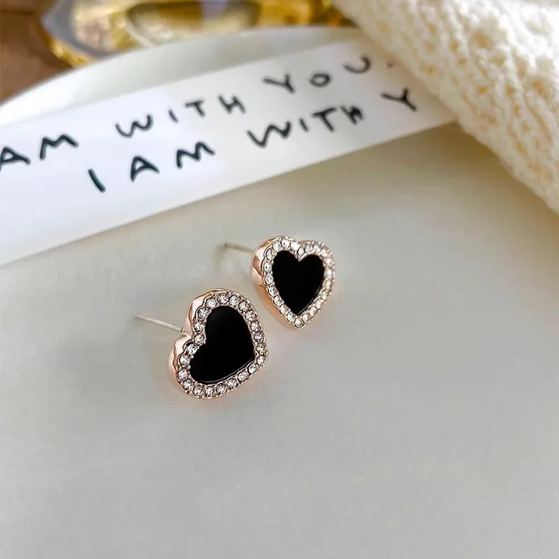 Pendientes de Corazón para Mujer en Negro