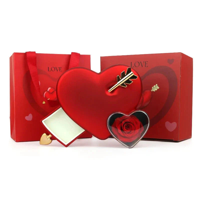Cofre Amor Eterno con Rosa y Collar
