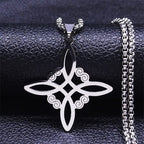Collar Amuleto de Protección Nudo de Bruja plata