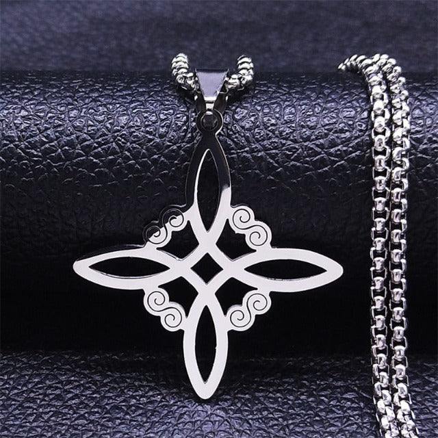 Collar Amuleto de Protección Nudo de Bruja plata