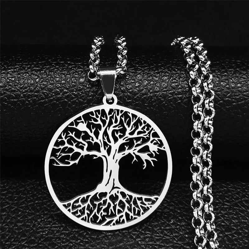 Collar Árbol de la Vida Colgante Acero Endurecido hombre