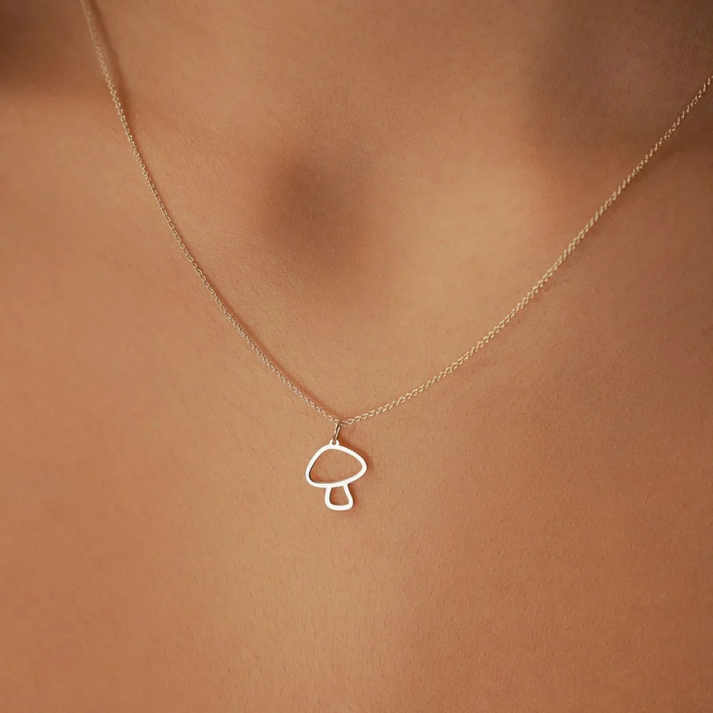 Collar con Colgante Fino de Champiñón plata