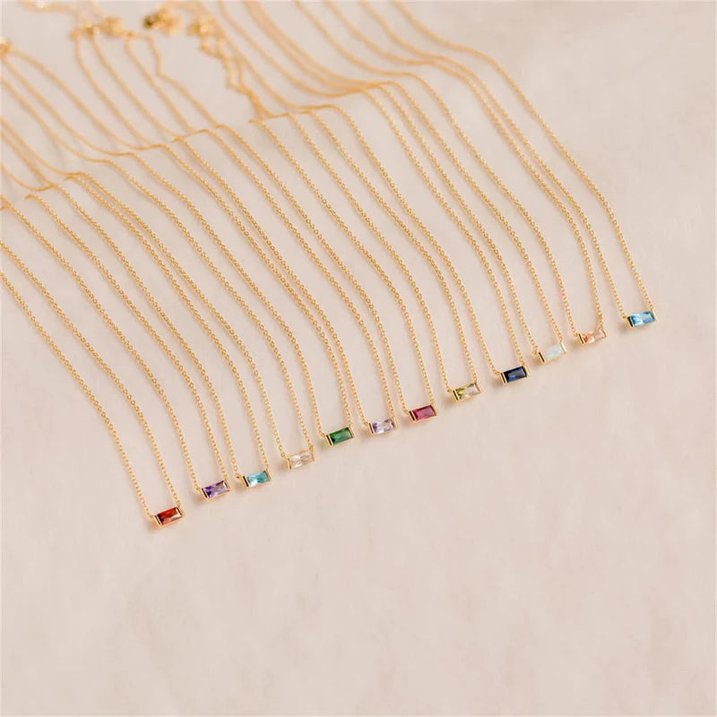 Collar con Colgante Fino de Piedra de Nacimiento de Color