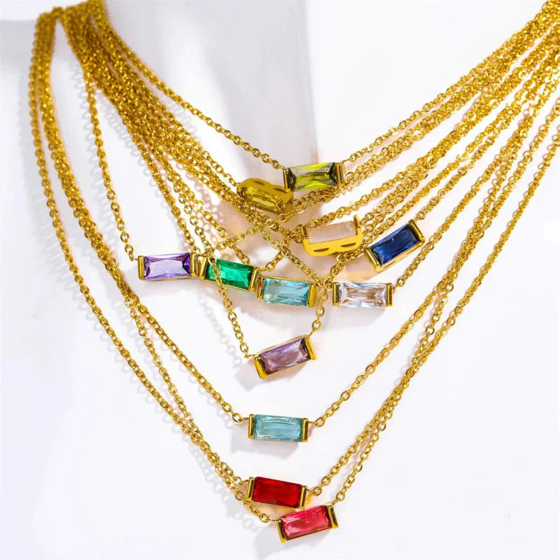 Collar con Colgante Fino de Piedra de Nacimiento de Color