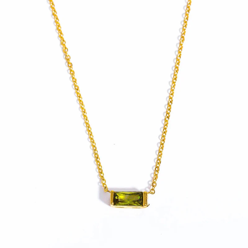 Collar con Colgante Fino de Piedra de Nacimiento de Color