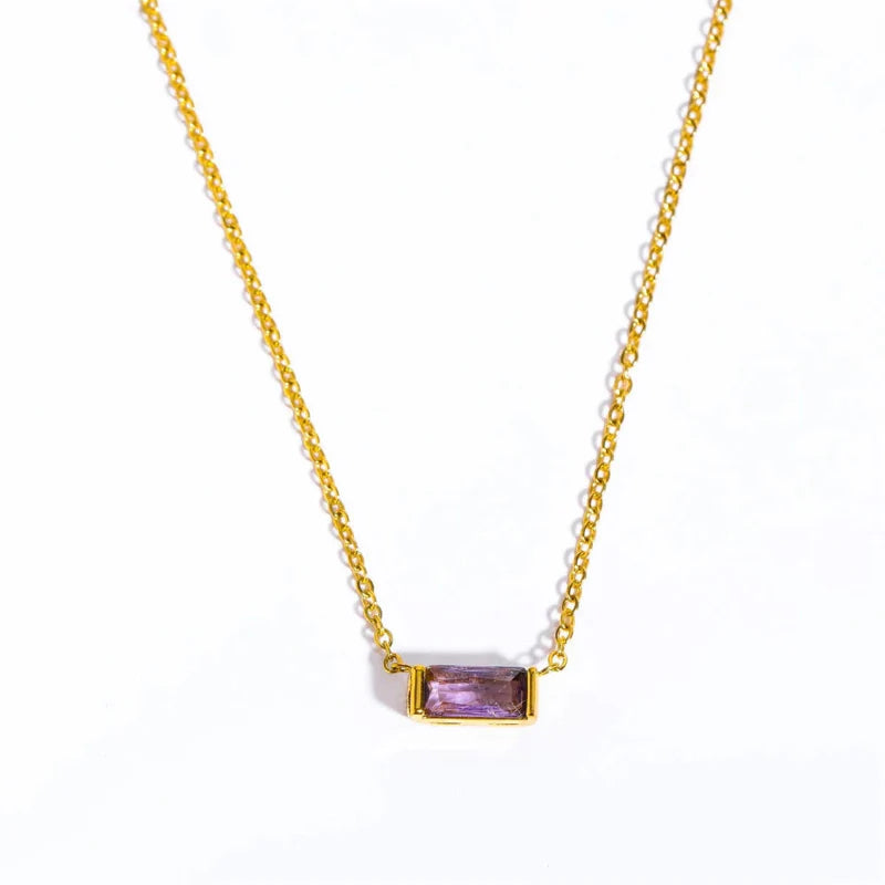 Collar con Colgante Fino de Piedra de Nacimiento de Color