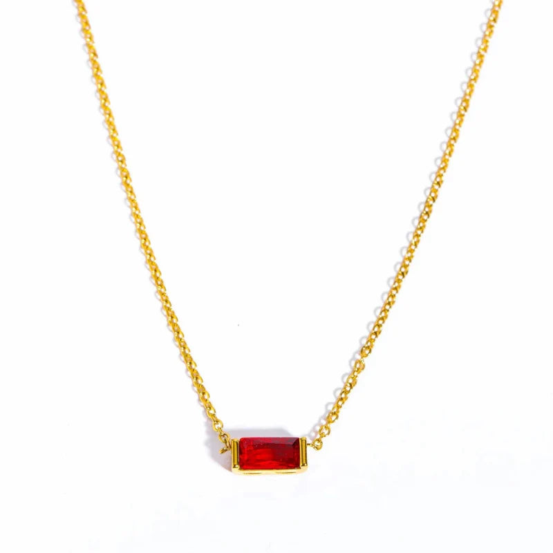 Collar con Colgante Fino de Piedra de Nacimiento de Color