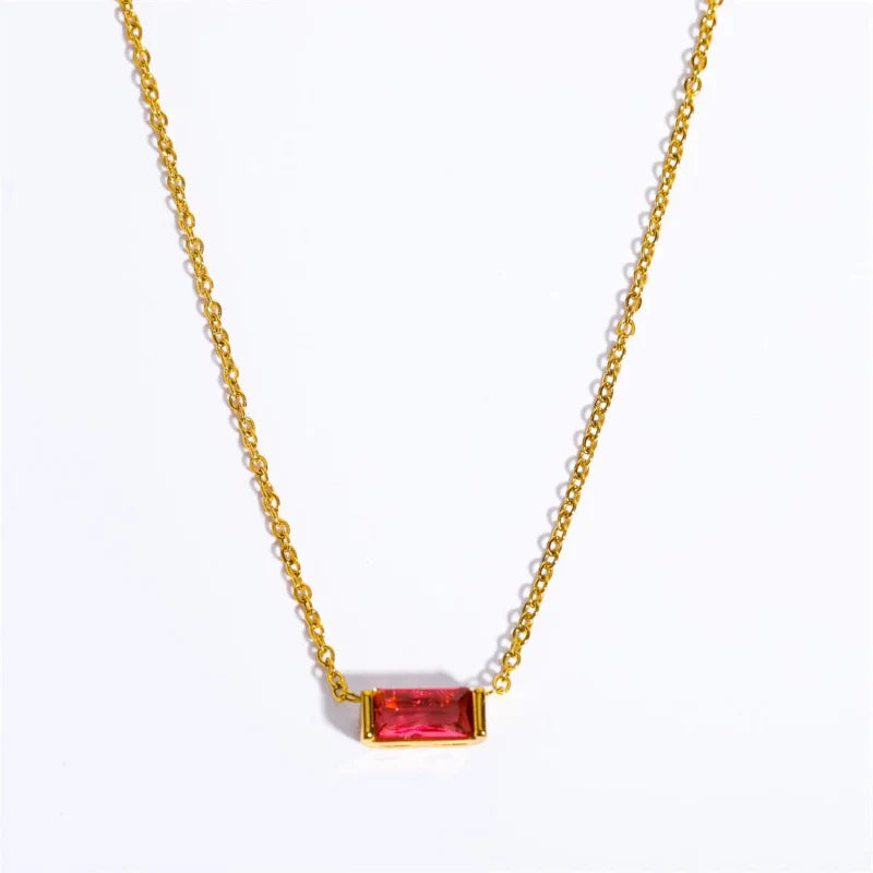 Collar con Colgante Fino de Piedra de Nacimiento de Color