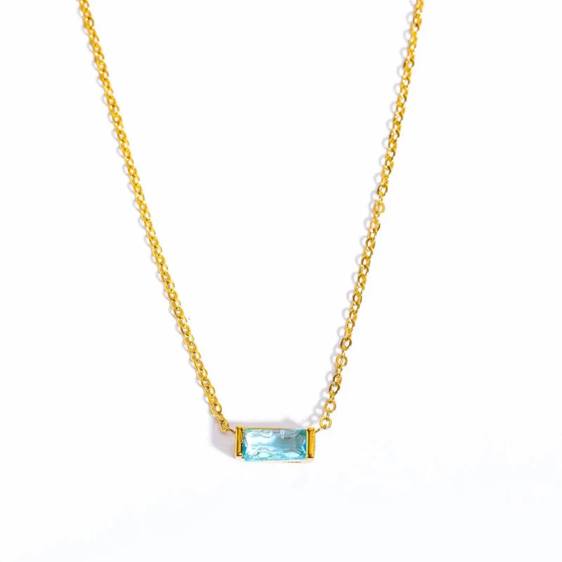 Collar con Colgante Fino de Piedra de Nacimiento de Color