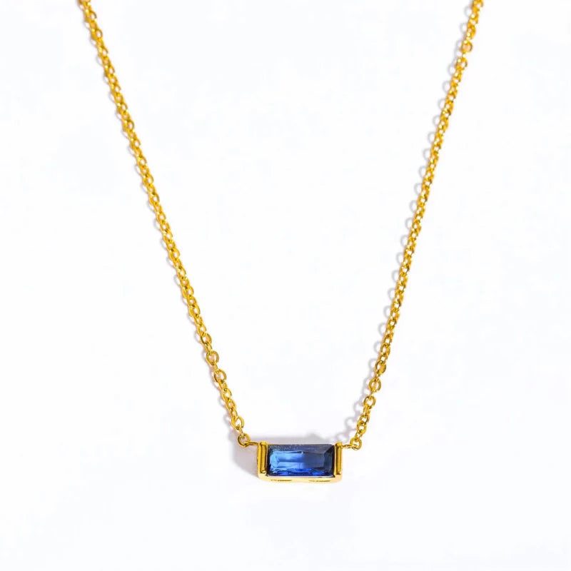 Collar con Colgante Fino de Piedra de Nacimiento de Color