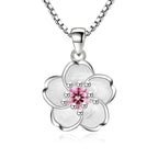 Collar con colgante de flor para mujer rosa