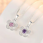 Collar con colgante de flor para mujer rosa