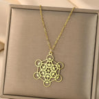Collar con Gran Colgante Cubo de Metatrón oro
