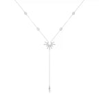 Collar con largo colgante Sol plateado