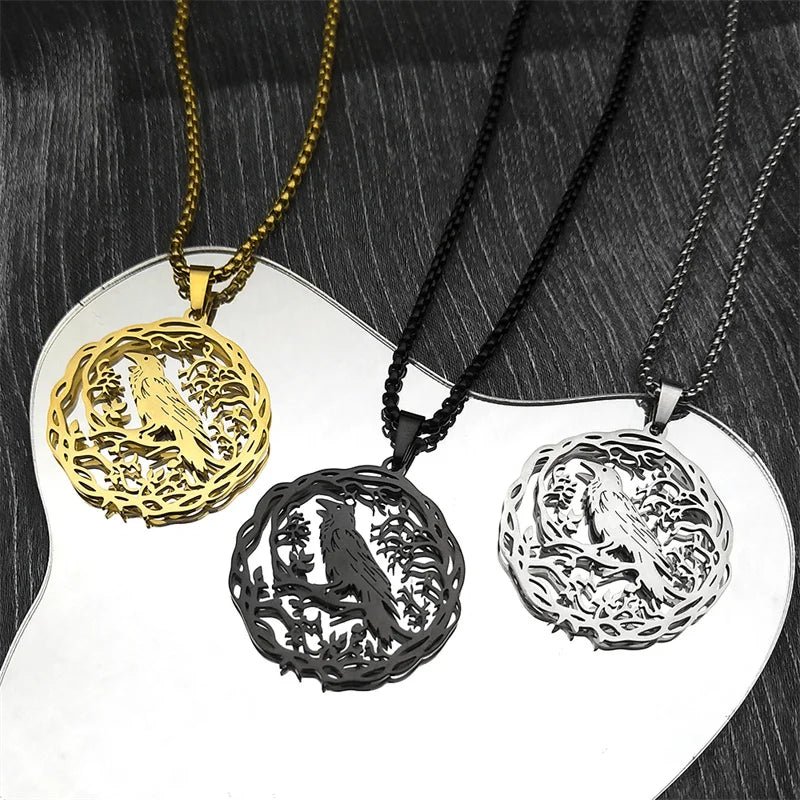 Collar con Colgante Árbol con Pájaro plata