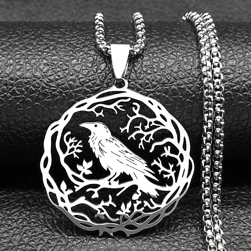 Collar con Colgante Árbol con Pájaro plata
