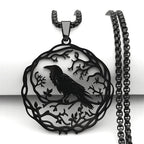 Collar con Colgante Árbol con Pájaro negro