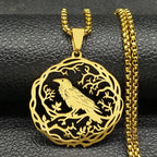 Collar con Colgante Árbol con Pájaro oro