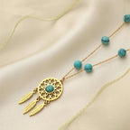 Collar con colgante Atrapasueños y Perlas de Turquesa