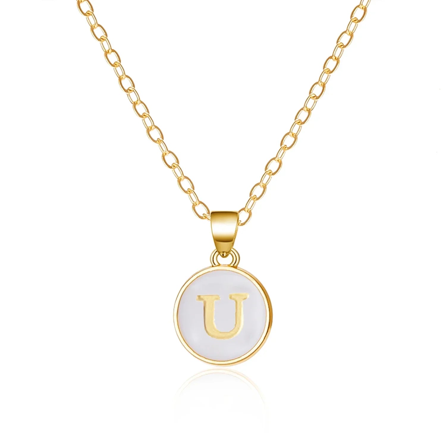Collier avec pendentif blanc initiale - lettre