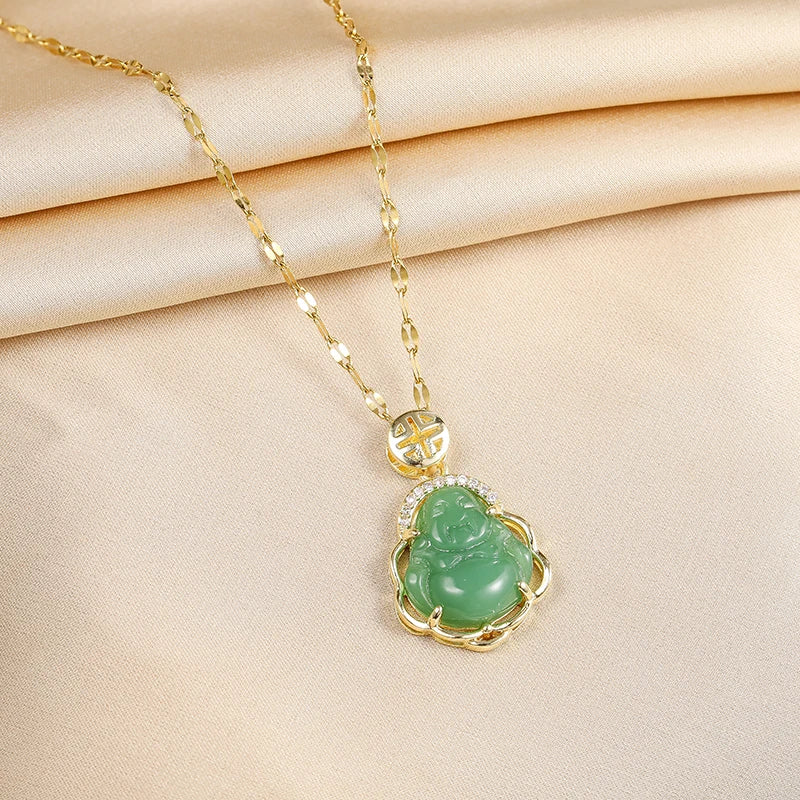 Collar con Colgante Buda verde