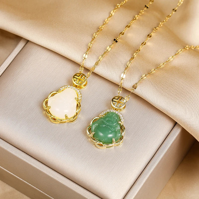 Collar con Colgante Buda verde
