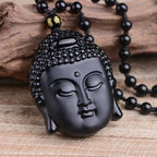 Collar con Colgante de Buda en Obsidiana