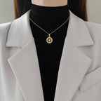 Collar con Colgante Brújula con Circón Rosa de los Vientos